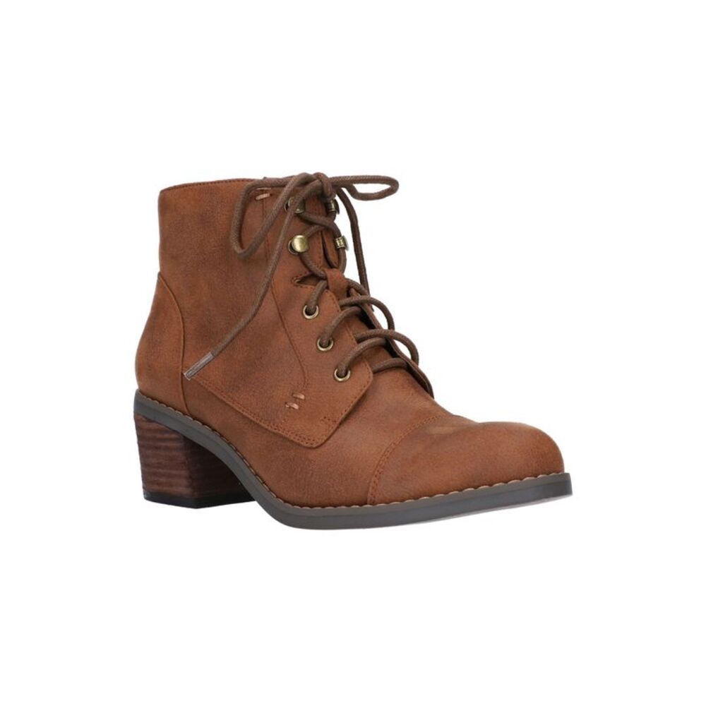 BELLA VITA Womens Brown Padded Adjustable Sarina Stacked Heel Zip-Up Booties 7 M
